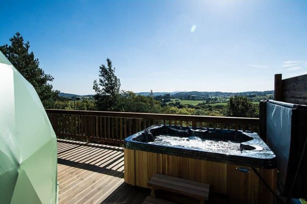 Hot tub with a view of Herefordshire